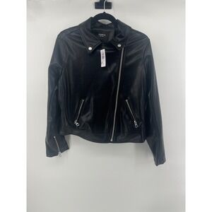 Torrid Womens Faux Leather Moto Jacket Deep Black Size 1X 14-16 15595440 NEW